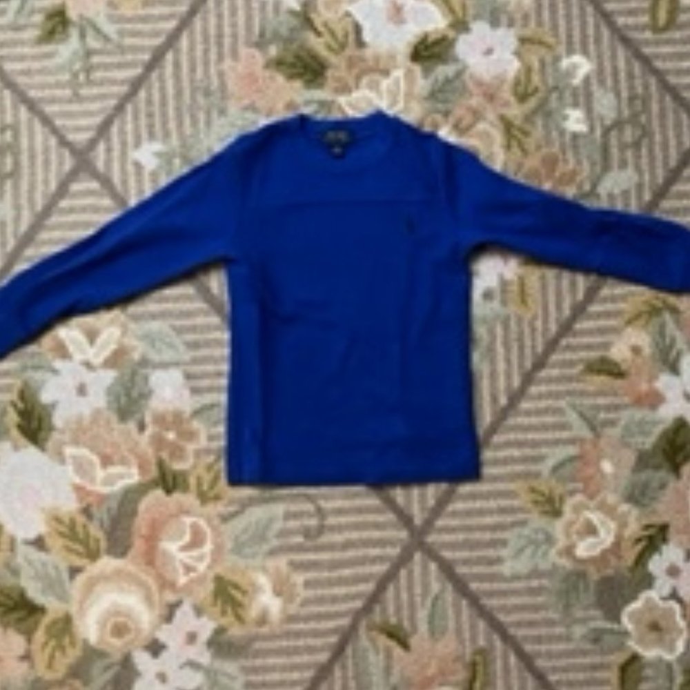 BOYS: POLO size 5  blue waffle long sleeve shirt